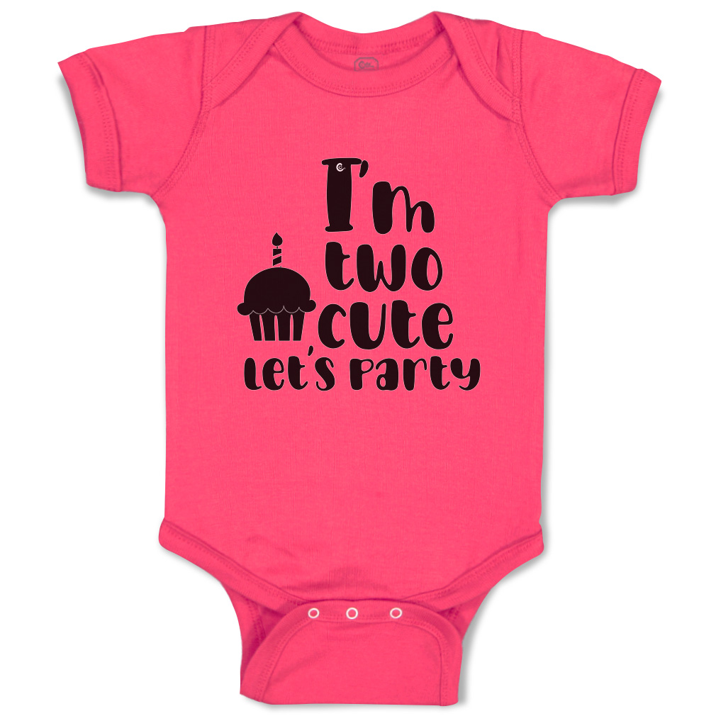 Baby Bodysuit I Am 2 Cute Let Us Party Cakes Style A Boy & Girl Baby Clothes - Picture 7 of 21