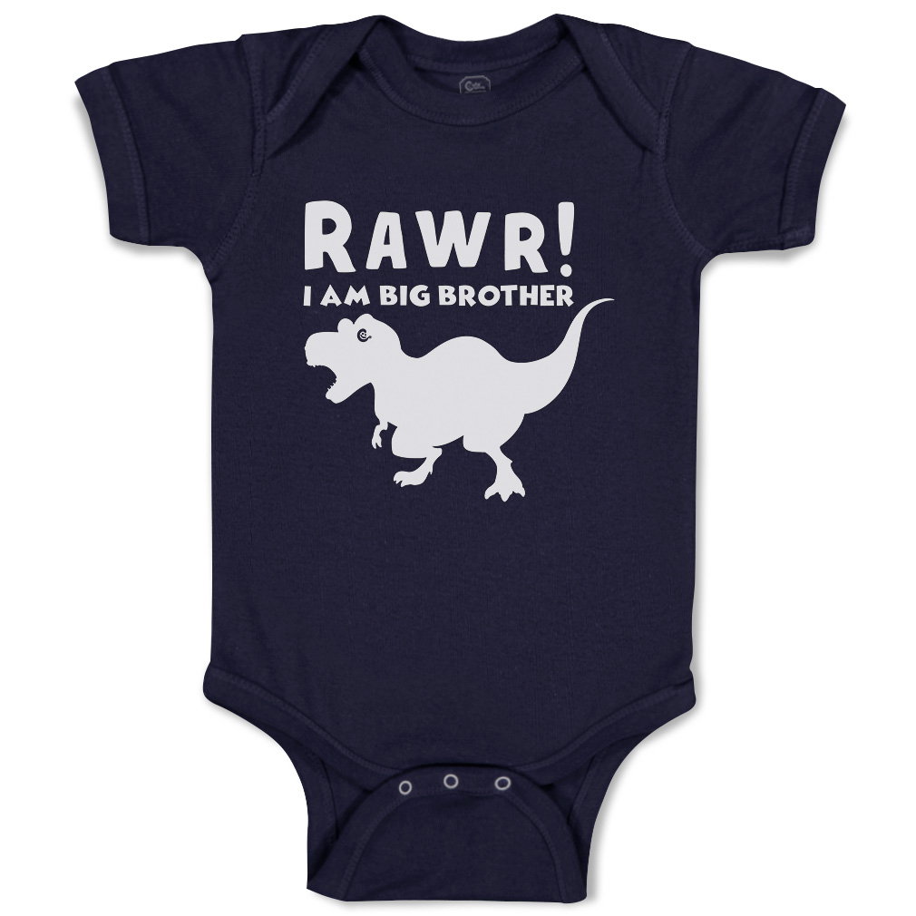 Baby Bodysuit I Am Big Brother Dinosaur Funny Cotton Boy & Girl Baby Clothes - Picture 11 of 21