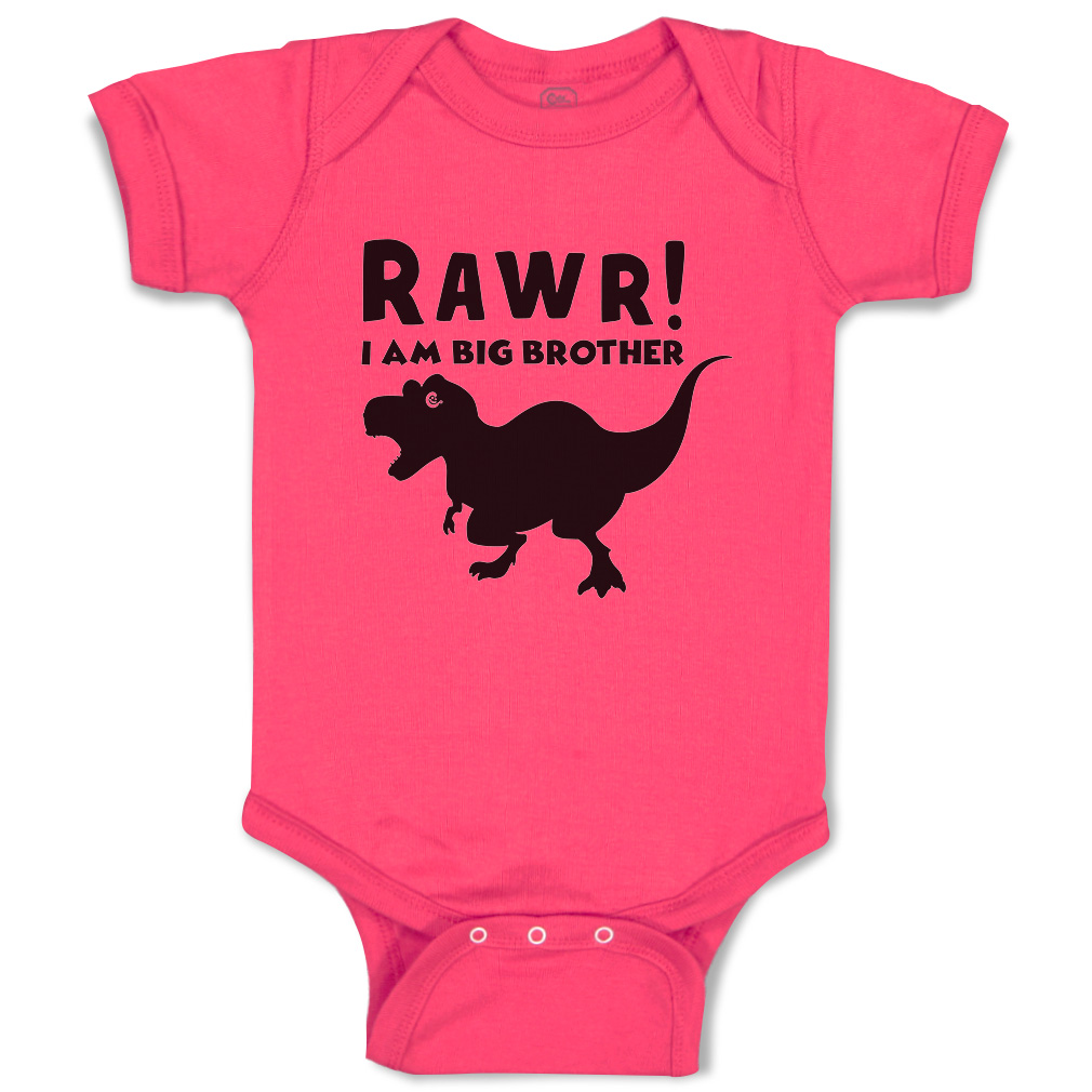Baby Bodysuit I Am Big Brother Dinosaur Funny Cotton Boy & Girl Baby Clothes - Picture 7 of 21
