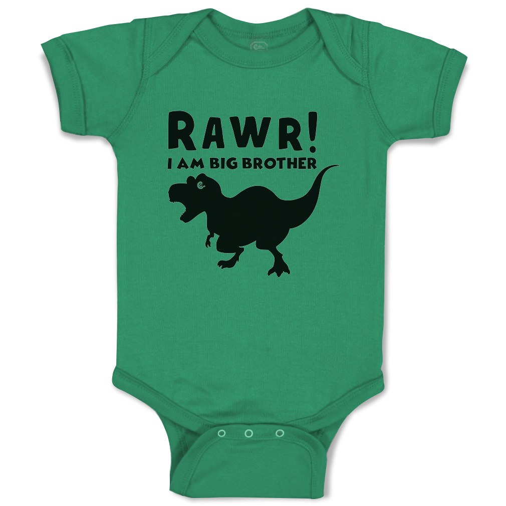 Baby Bodysuit I Am Big Brother Dinosaur Funny Cotton Boy & Girl Baby Clothes - Picture 8 of 21