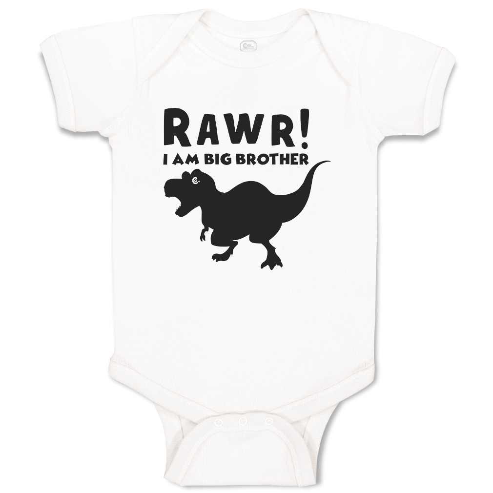 Baby Bodysuit I Am Big Brother Dinosaur Funny Cotton Boy & Girl Baby Clothes - Picture 17 of 21