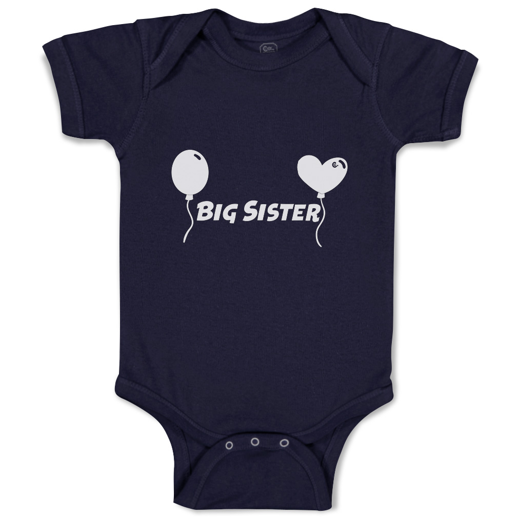 Baby Bodysuit Big Sister Heart Balloons Funny Cotton Boy & Girl Baby Clothes - Picture 11 of 21