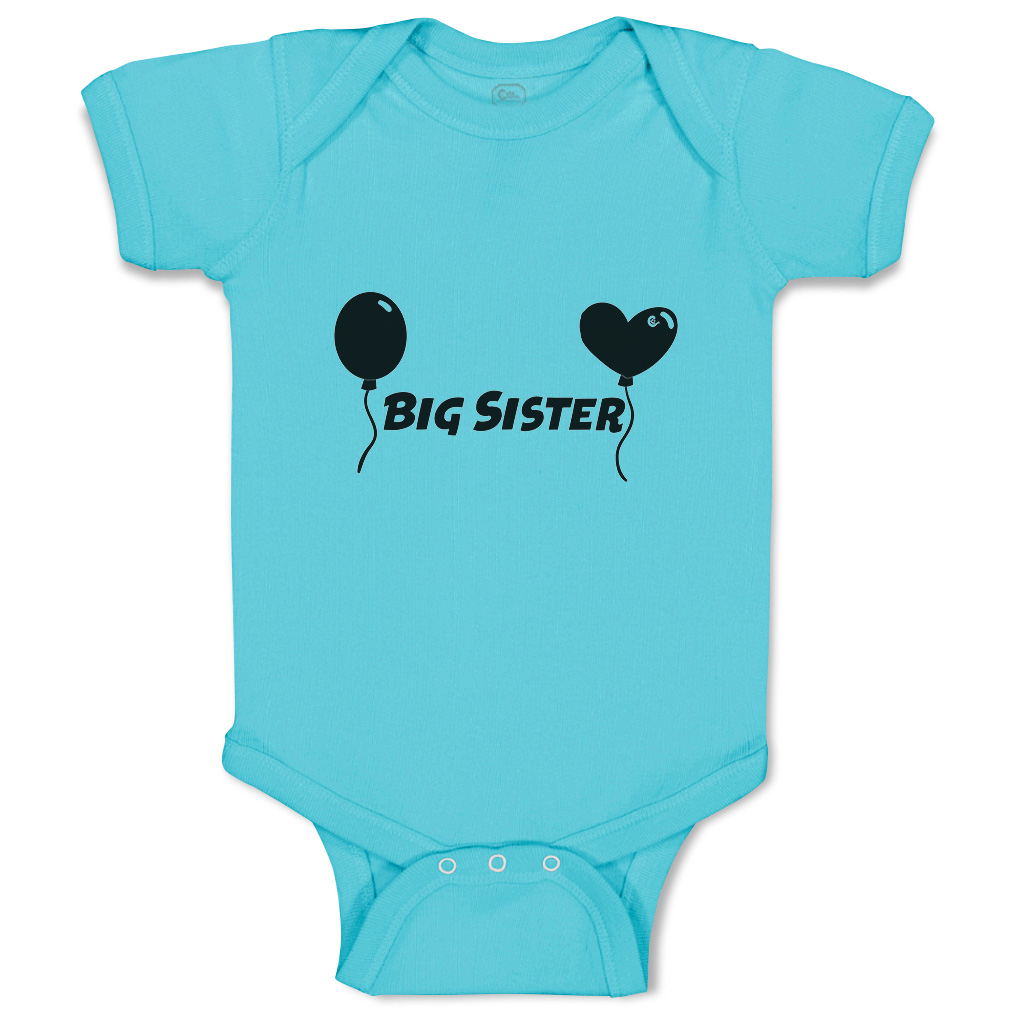 Baby Bodysuit Big Sister Heart Balloons Funny Cotton Boy & Girl Baby Clothes - Picture 21 of 21