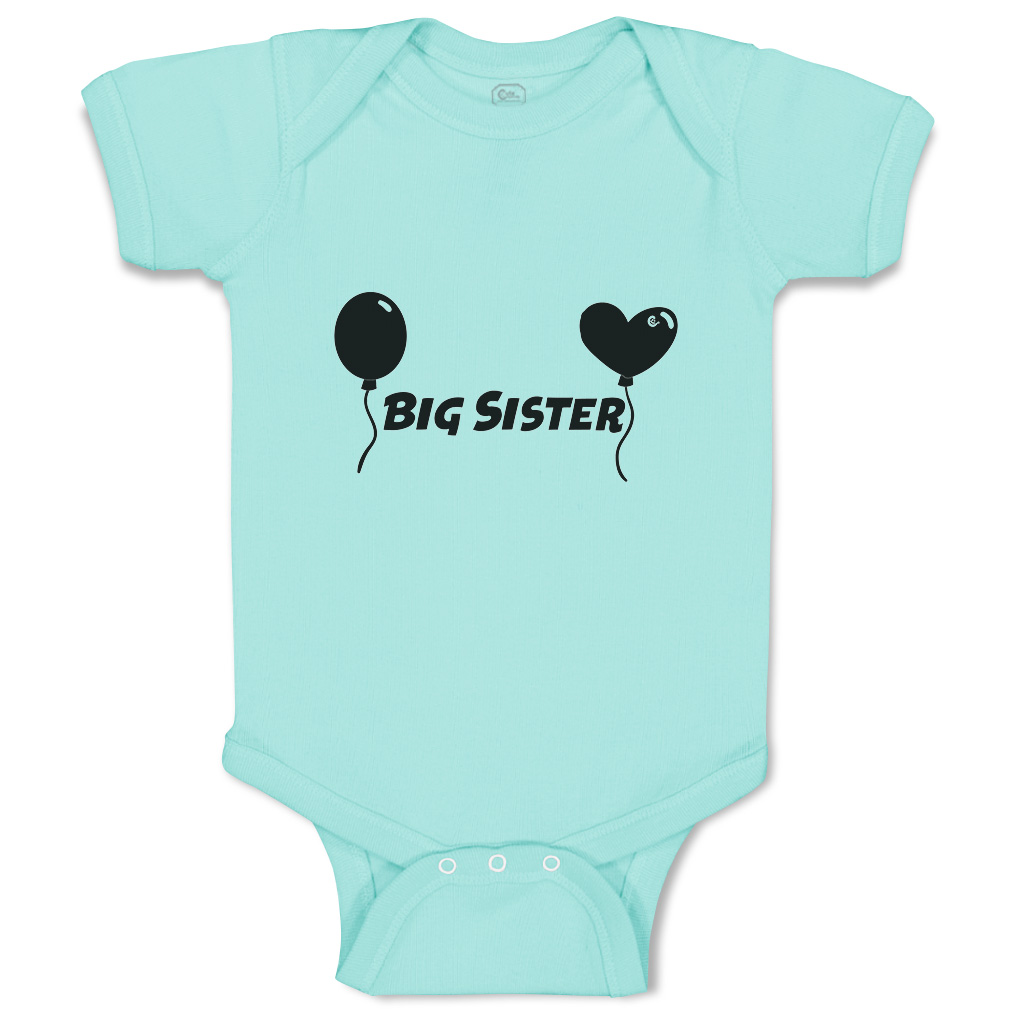 Baby Bodysuit Big Sister Heart Balloons Funny Cotton Boy & Girl Baby Clothes - Picture 20 of 21