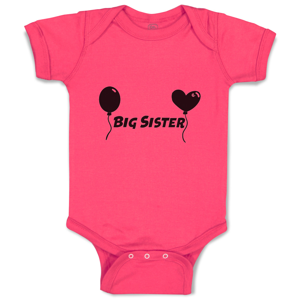 Baby Bodysuit Big Sister Heart Balloons Funny Cotton Boy & Girl Baby Clothes - Picture 7 of 21