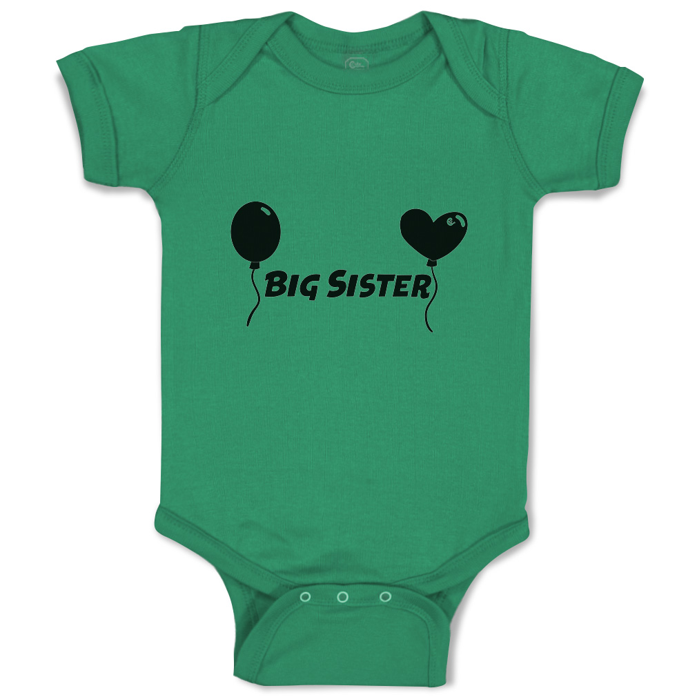 Baby Bodysuit Big Sister Heart Balloons Funny Cotton Boy & Girl Baby Clothes - Picture 8 of 21
