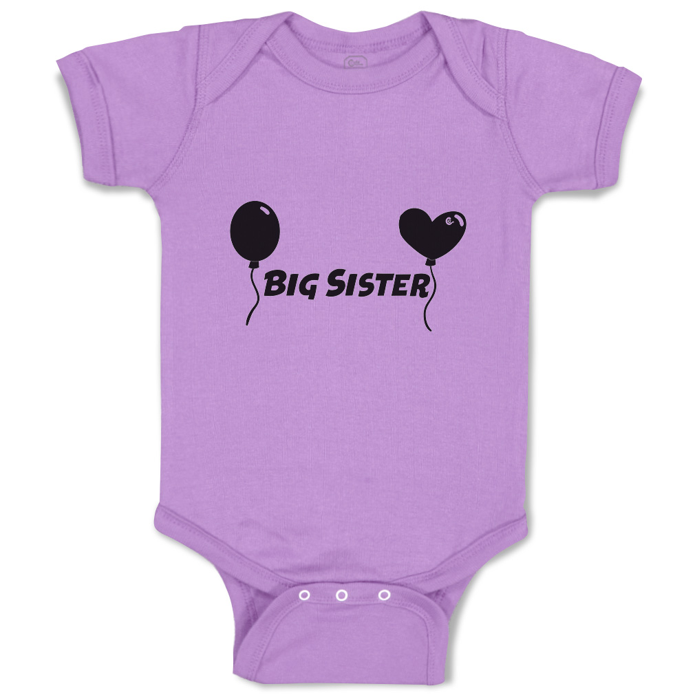 Baby Bodysuit Big Sister Heart Balloons Funny Cotton Boy & Girl Baby Clothes - Picture 9 of 21