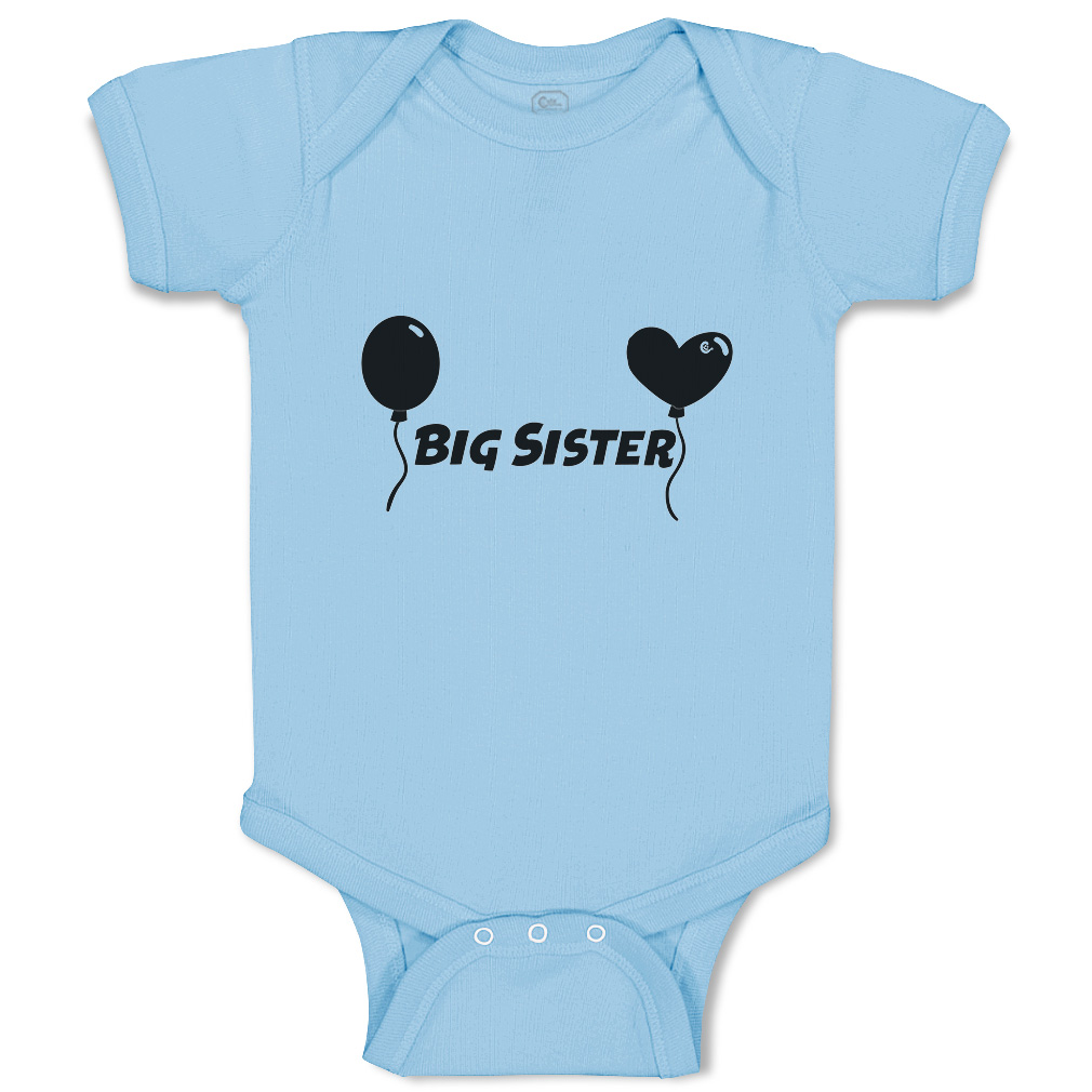Baby Bodysuit Big Sister Heart Balloons Funny Cotton Boy & Girl Baby Clothes - Picture 10 of 21