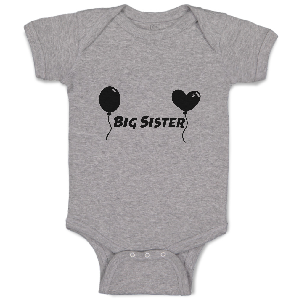Baby Bodysuit Big Sister Heart Balloons Funny Cotton Boy & Girl Baby Clothes - Picture 12 of 21