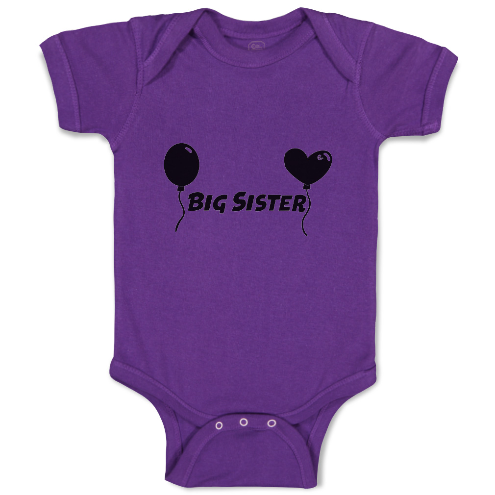 Baby Bodysuit Big Sister Heart Balloons Funny Cotton Boy & Girl Baby Clothes - Picture 13 of 21