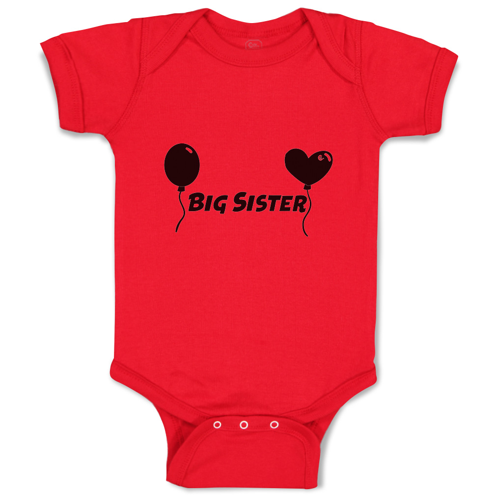 Baby Bodysuit Big Sister Heart Balloons Funny Cotton Boy & Girl Baby Clothes - Picture 14 of 21