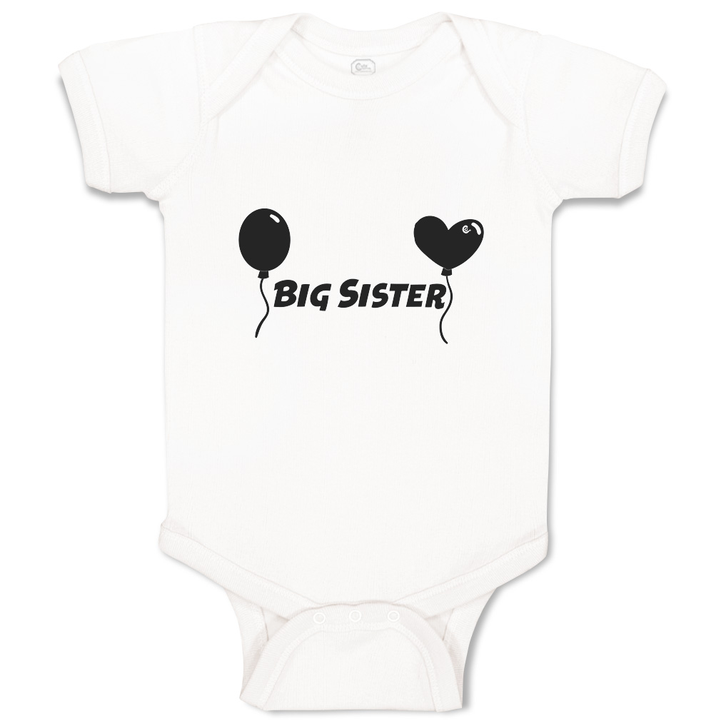 Baby Bodysuit Big Sister Heart Balloons Funny Cotton Boy & Girl Baby Clothes - Picture 17 of 21