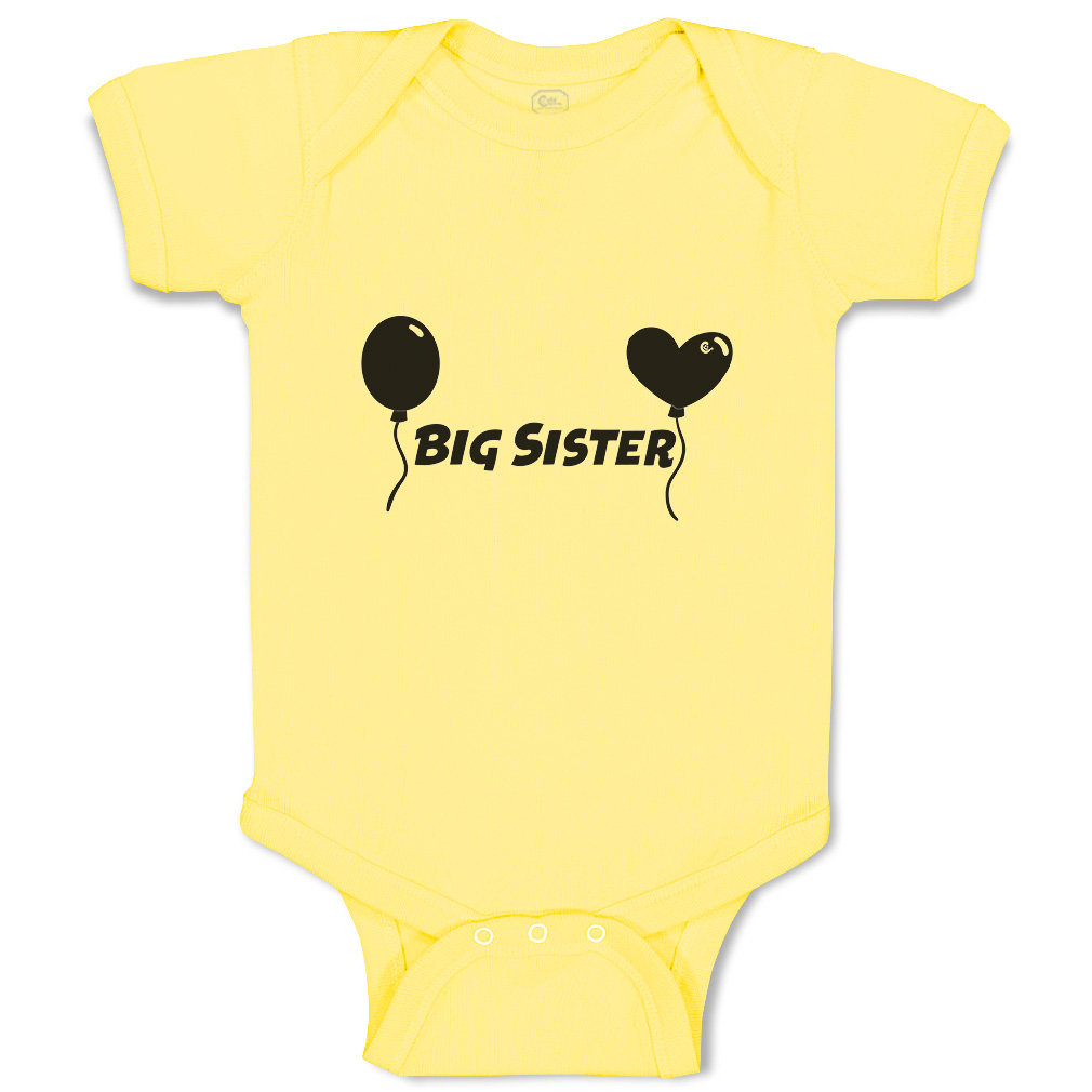Baby Bodysuit Big Sister Heart Balloons Funny Cotton Boy & Girl Baby Clothes - Picture 18 of 21