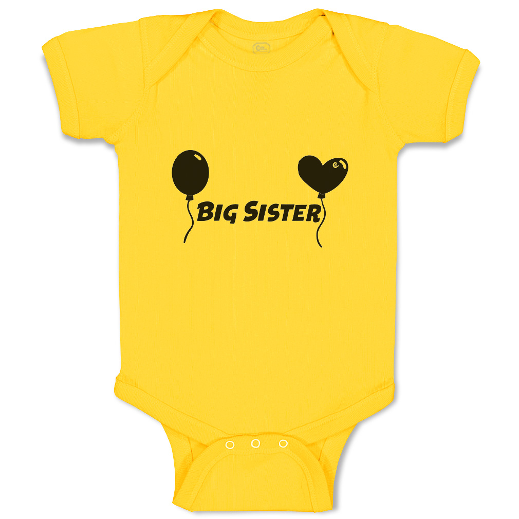 Baby Bodysuit Big Sister Heart Balloons Funny Cotton Boy & Girl Baby Clothes - Picture 19 of 21