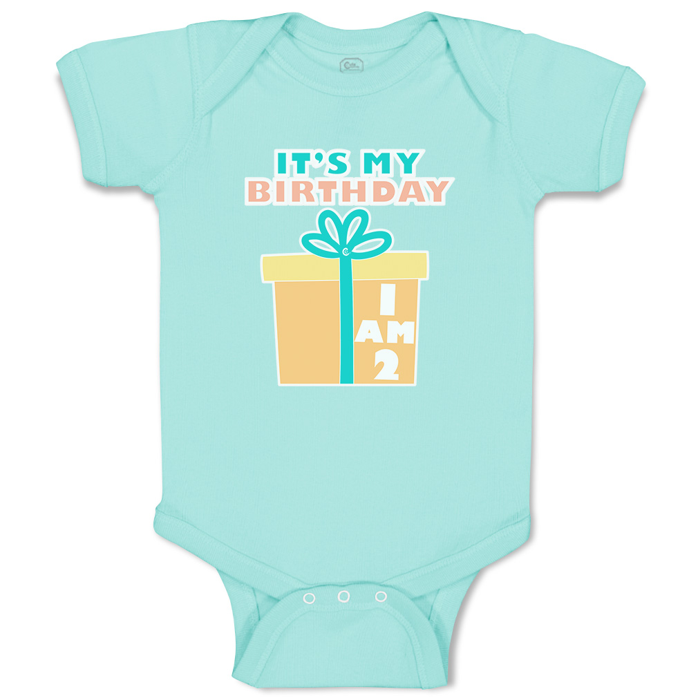 Baby Bodysuit It Is My Birthday I Am 2 Gifts Cotton Boy & Girl Baby Clothes - Picture 20 of 21