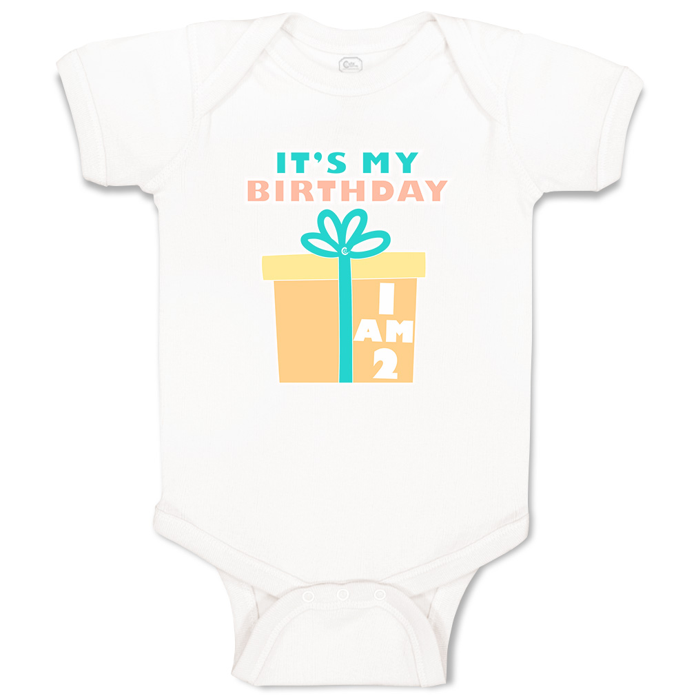 Baby Bodysuit It Is My Birthday I Am 2 Gifts Cotton Boy & Girl Baby Clothes - Picture 17 of 21
