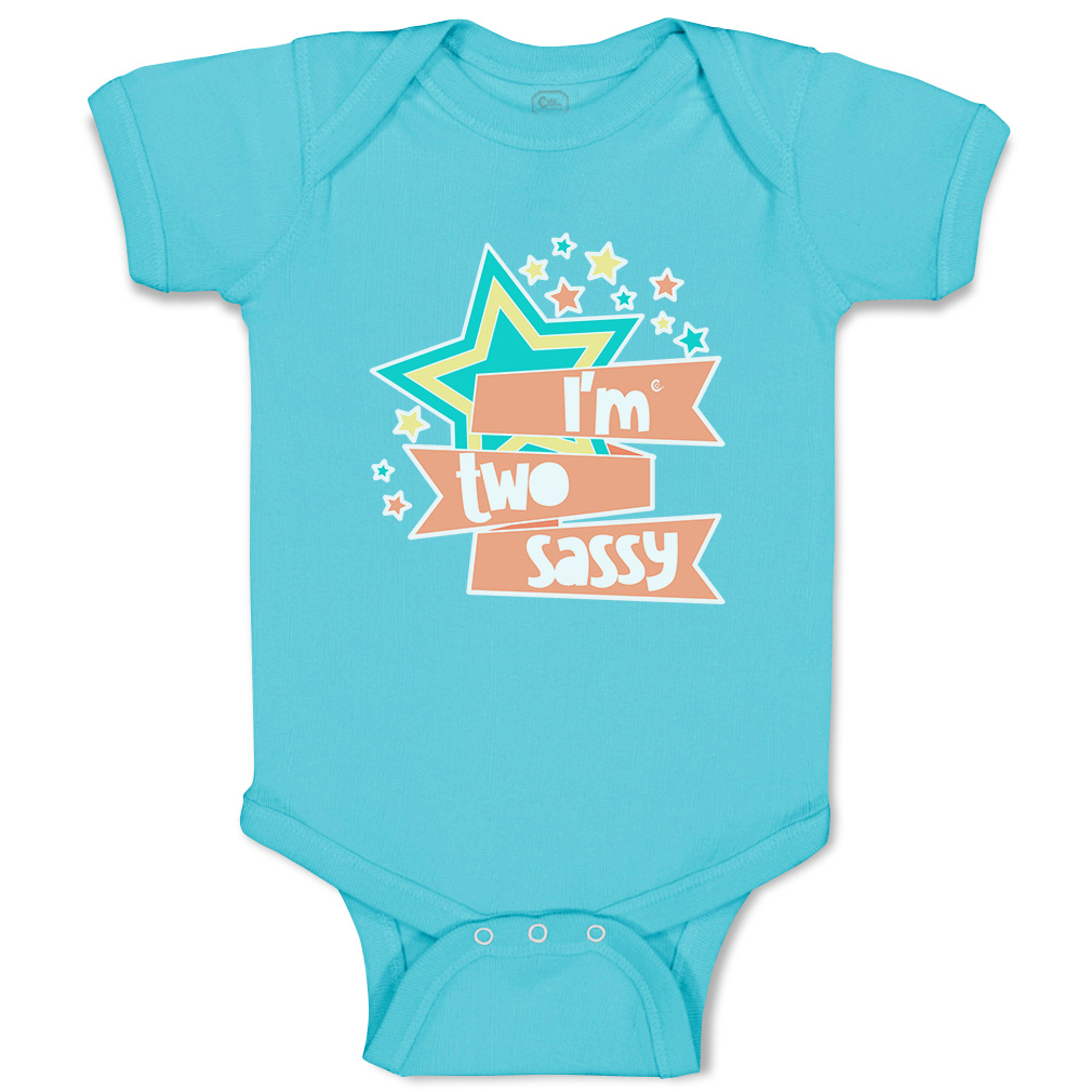 Baby Bodysuit I Am 2 Sassy Stars Funny Cotton Boy & Girl Baby Clothes - Picture 21 of 21