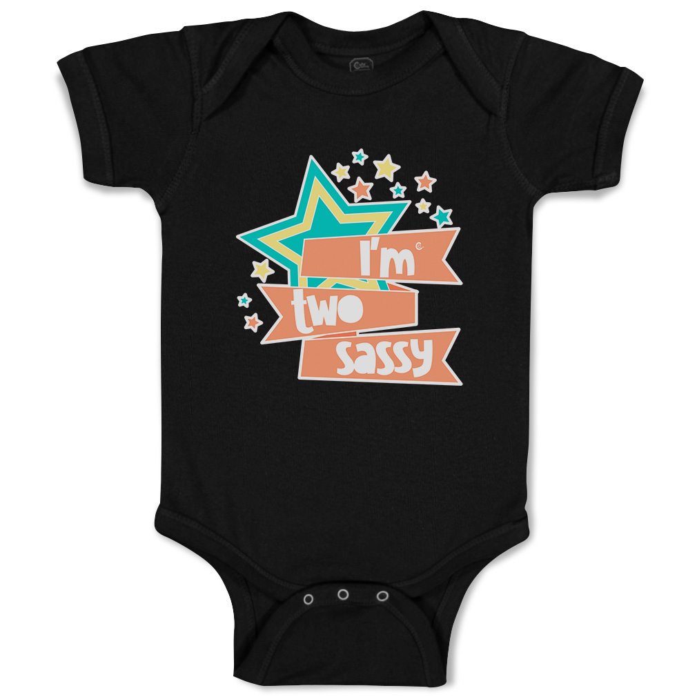 Baby Bodysuit I Am 2 Sassy Stars Funny Cotton Boy & Girl Baby Clothes - Picture 5 of 21