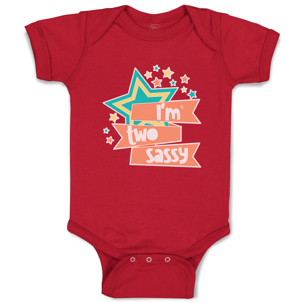 Baby Bodysuit I Am 2 Sassy Stars Funny Cotton Boy & Girl Baby Clothes - Picture 6 of 21