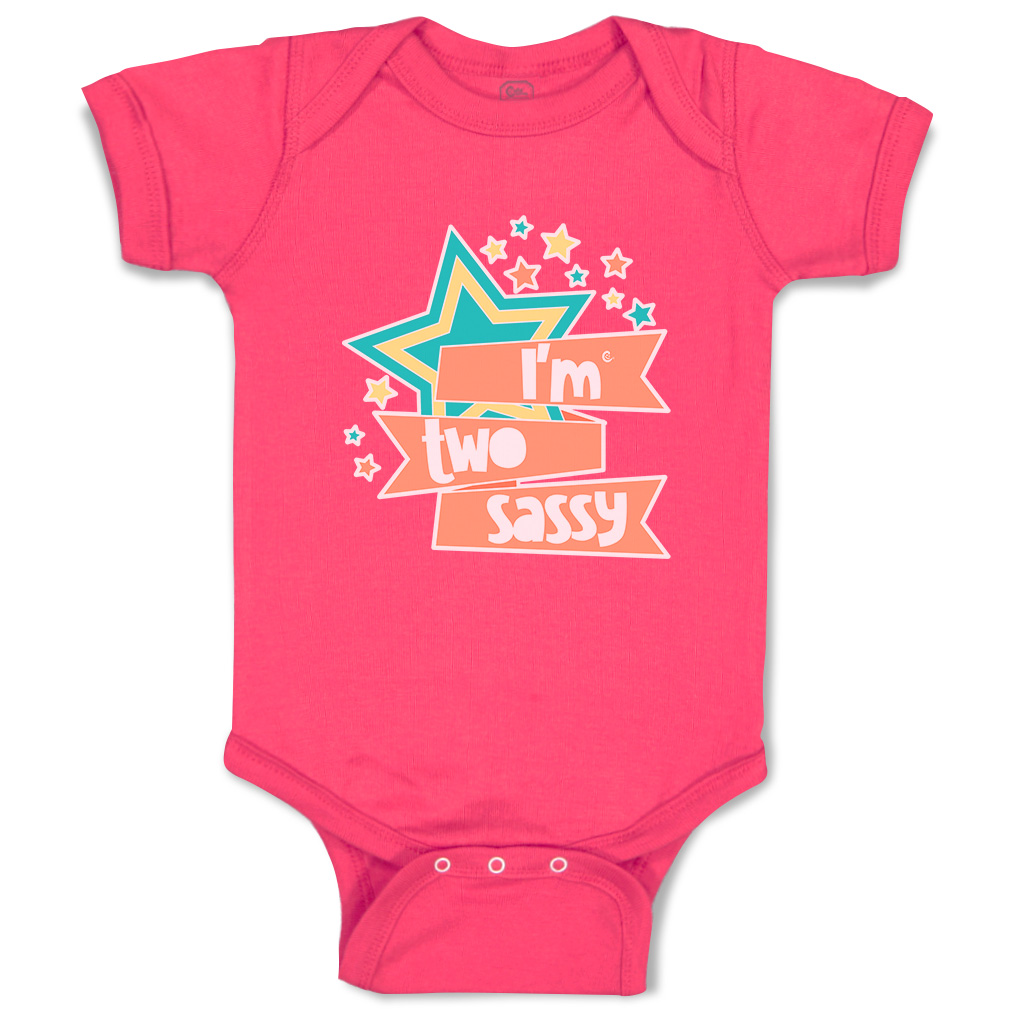 Baby Bodysuit I Am 2 Sassy Stars Funny Cotton Boy & Girl Baby Clothes - Picture 7 of 21