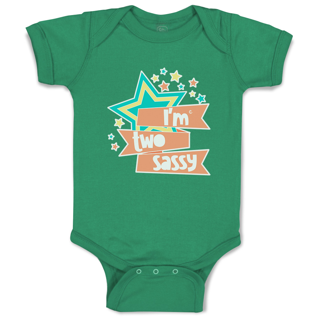 Baby Bodysuit I Am 2 Sassy Stars Funny Cotton Boy & Girl Baby Clothes - Picture 8 of 21
