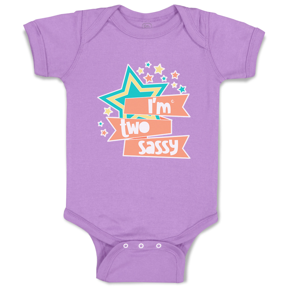 Baby Bodysuit I Am 2 Sassy Stars Funny Cotton Boy & Girl Baby Clothes - Picture 9 of 21