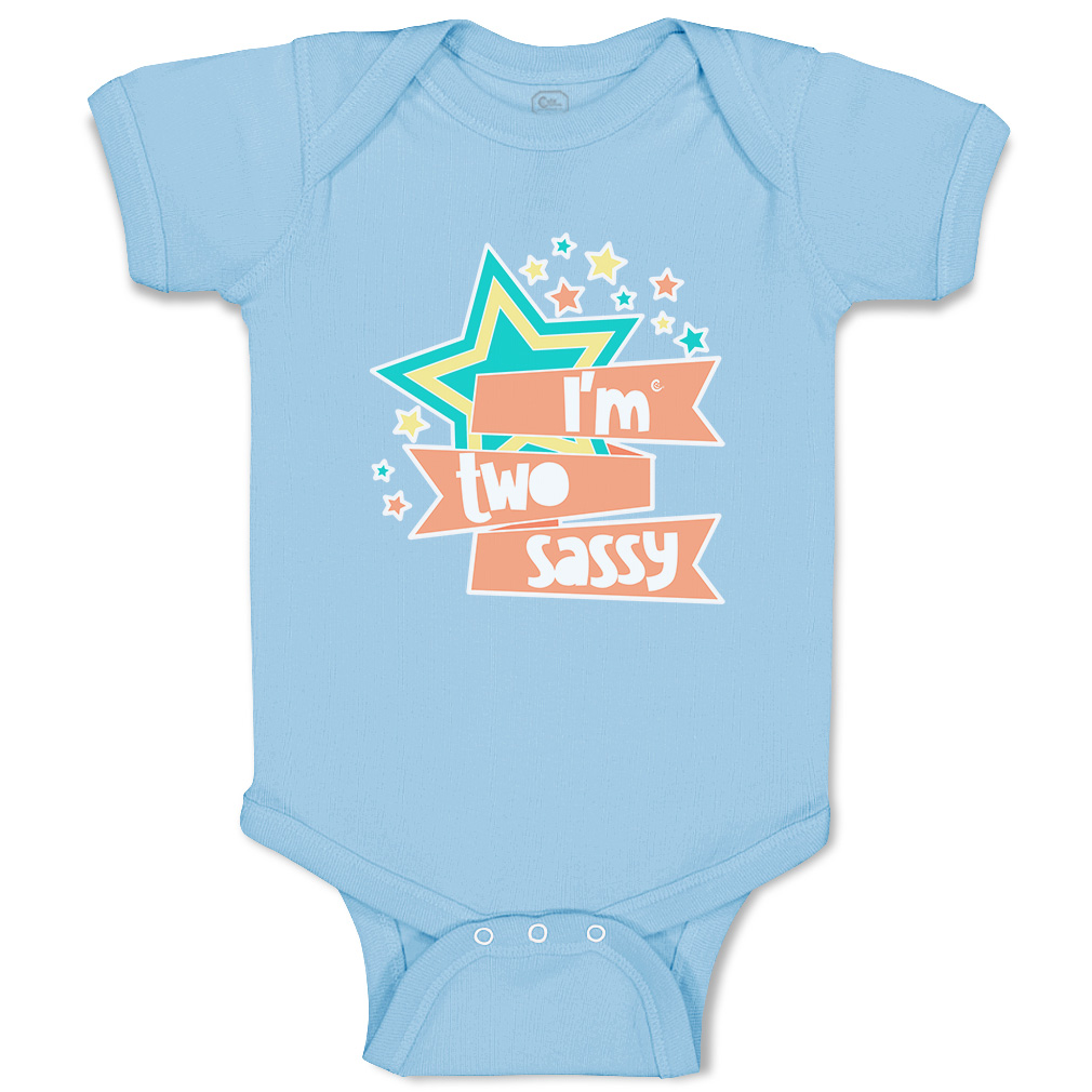 Baby Bodysuit I Am 2 Sassy Stars Funny Cotton Boy & Girl Baby Clothes - Picture 10 of 21