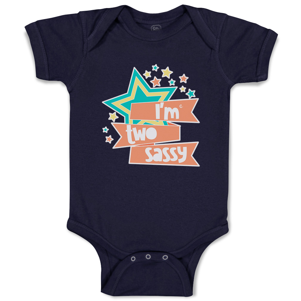 Baby Bodysuit I Am 2 Sassy Stars Funny Cotton Boy & Girl Baby Clothes - Picture 11 of 21