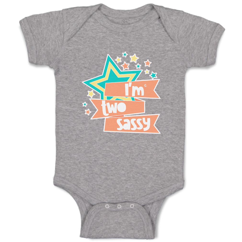 Baby Bodysuit I Am 2 Sassy Stars Funny Cotton Boy & Girl Baby Clothes - Picture 12 of 21