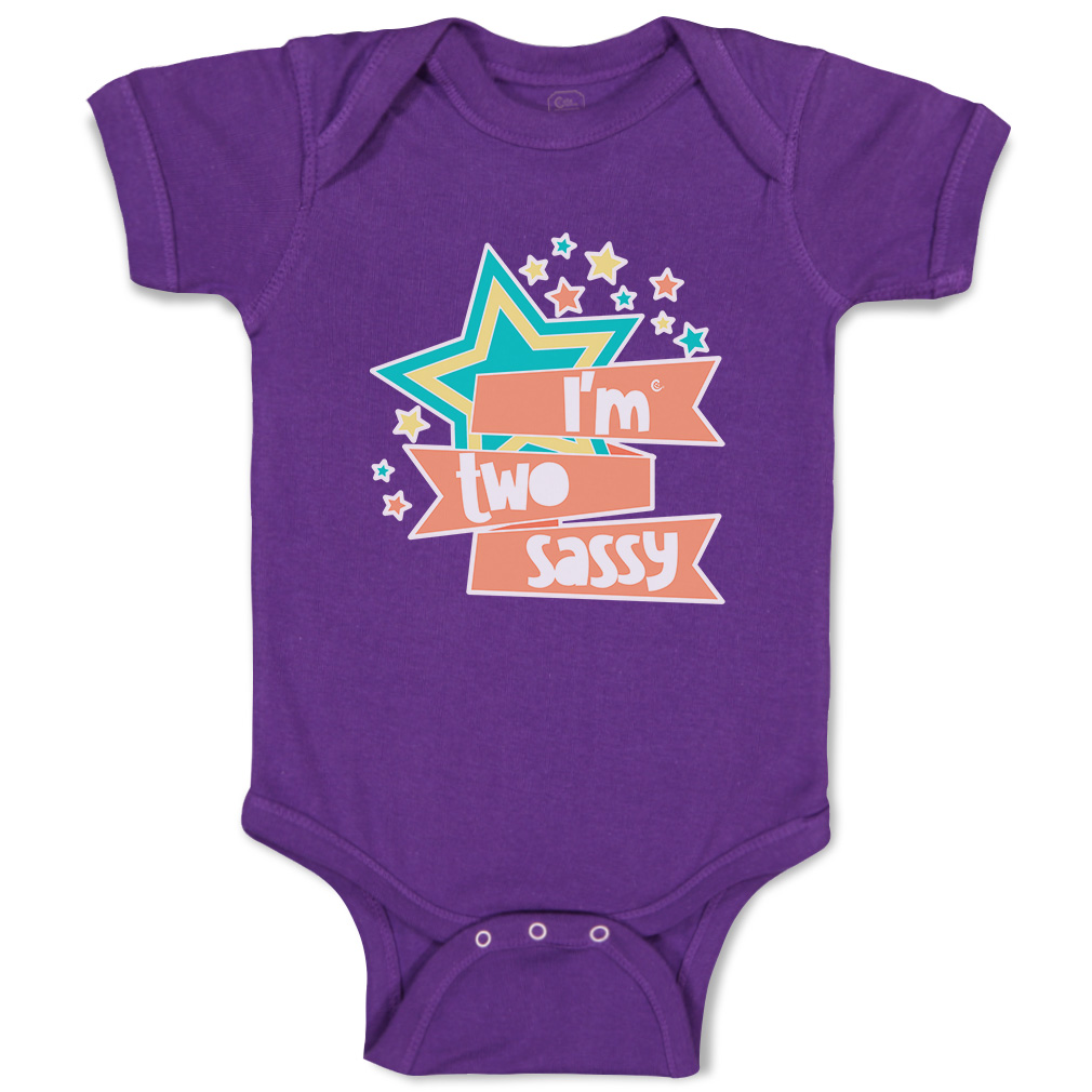 Baby Bodysuit I Am 2 Sassy Stars Funny Cotton Boy & Girl Baby Clothes - Picture 13 of 21