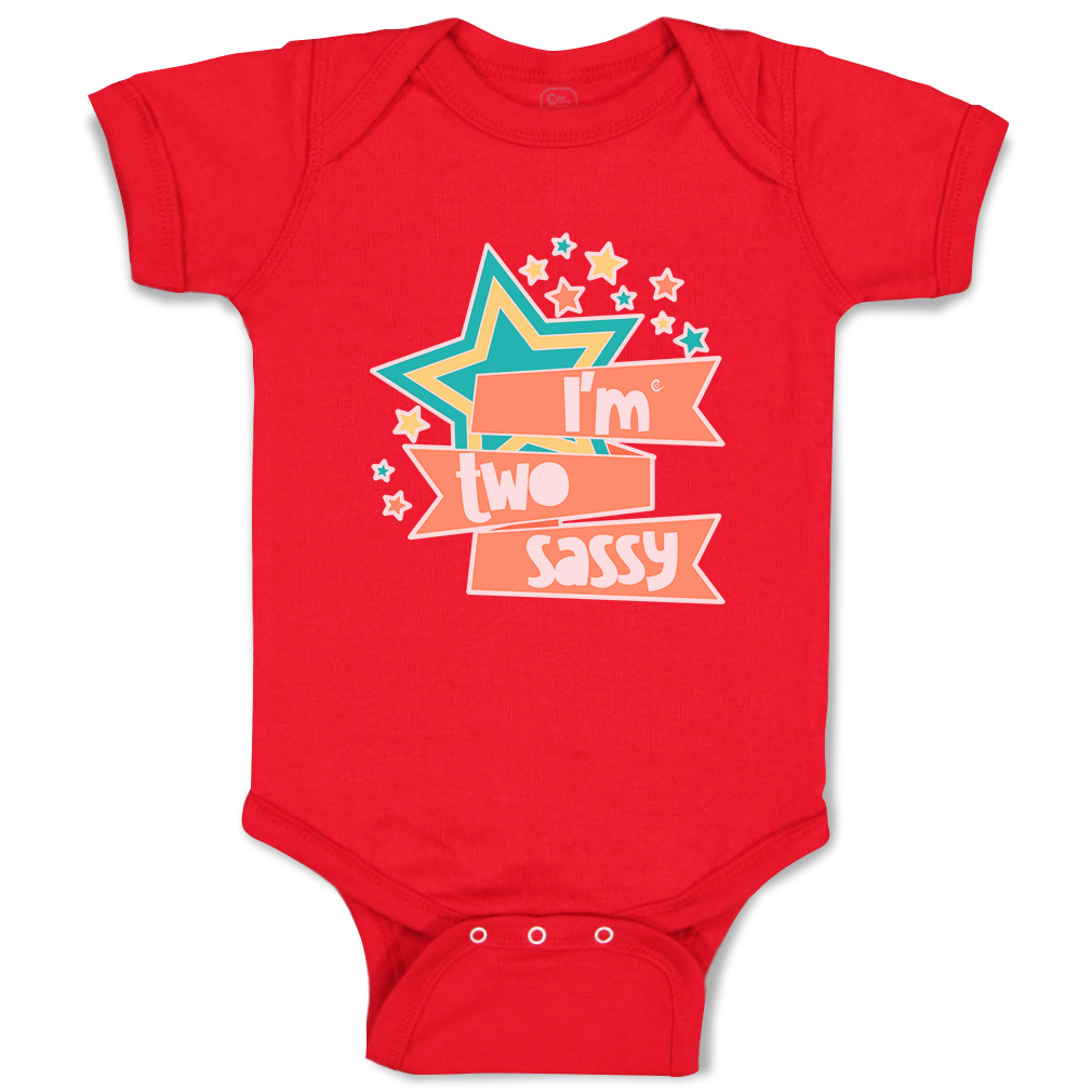 Baby Bodysuit I Am 2 Sassy Stars Funny Cotton Boy & Girl Baby Clothes - Picture 14 of 21