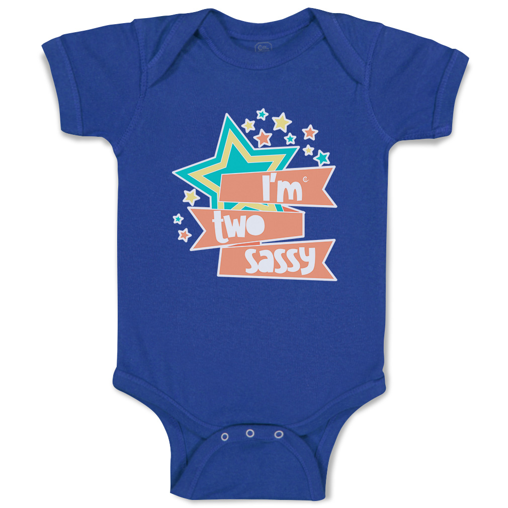 Baby Bodysuit I Am 2 Sassy Stars Funny Cotton Boy & Girl Baby Clothes - Picture 15 of 21