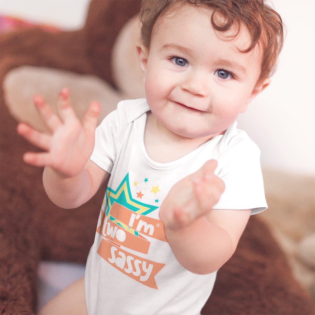 Baby Bodysuit I Am 2 Sassy Stars Funny Cotton Boy & Girl Baby Clothes - Picture 2 of 21