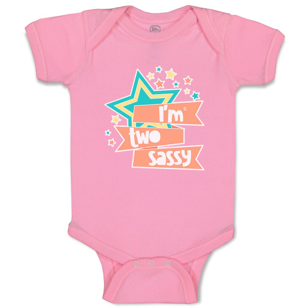 Baby Bodysuit I Am 2 Sassy Stars Funny Cotton Boy & Girl Baby Clothes - Picture 16 of 21