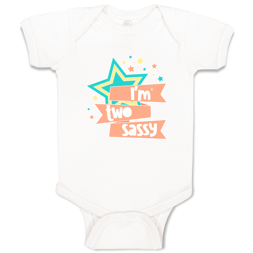 Baby Bodysuit I Am 2 Sassy Stars Funny Cotton Boy & Girl Baby Clothes - Picture 17 of 21