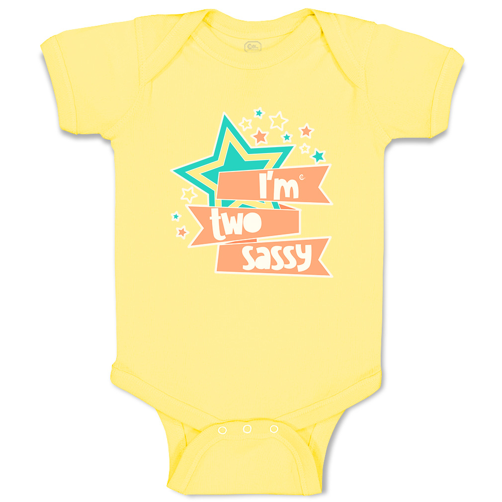 Baby Bodysuit I Am 2 Sassy Stars Funny Cotton Boy & Girl Baby Clothes - Picture 18 of 21