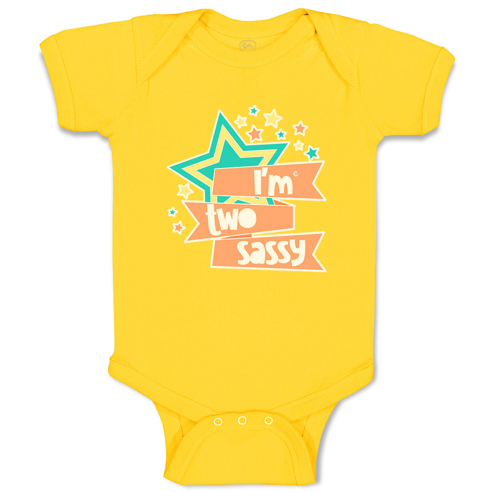 Baby Bodysuit I Am 2 Sassy Stars Funny Cotton Boy & Girl Baby Clothes - Picture 19 of 21