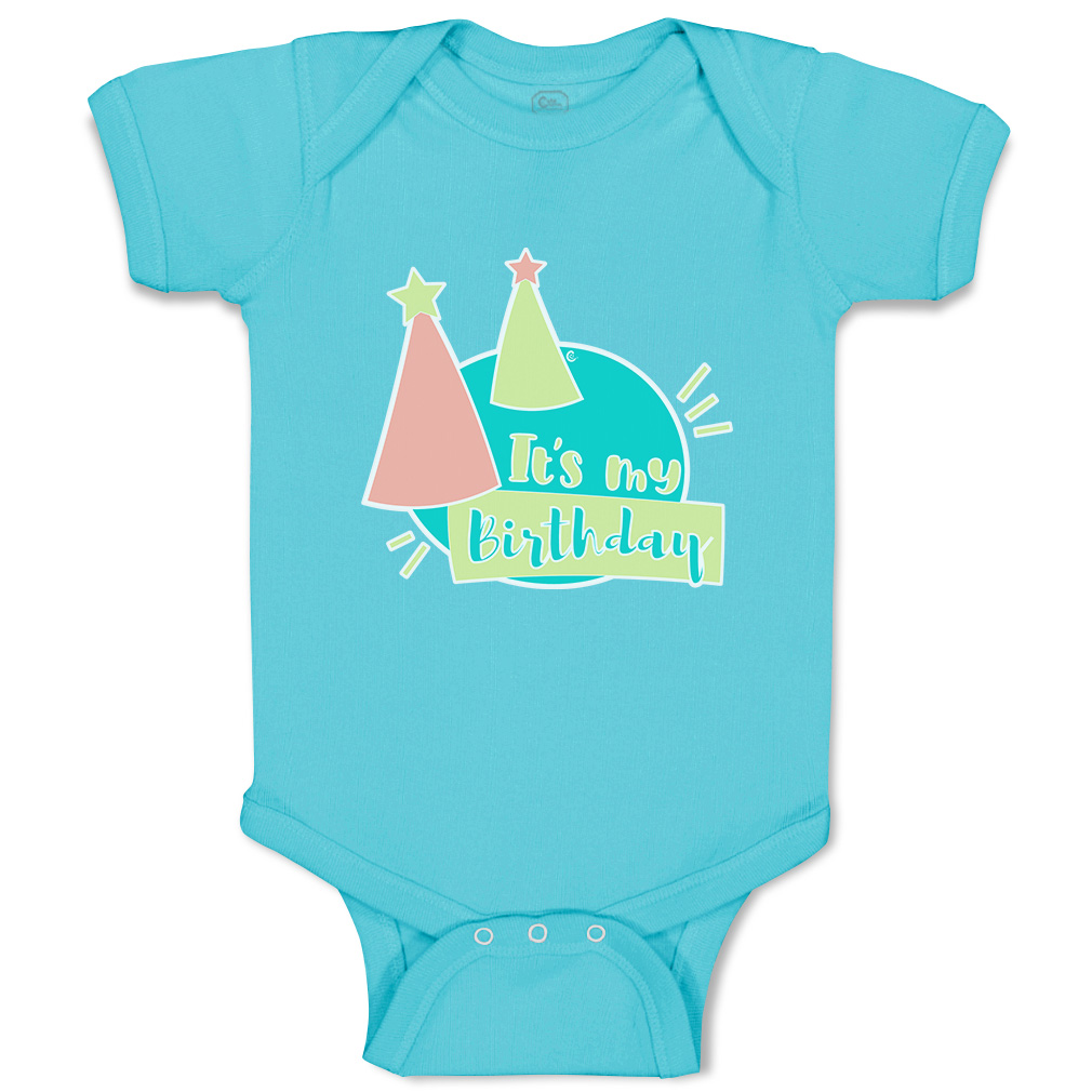 Baby Bodysuit It Is My Birthday Hat Star Funny Cotton Boy & Girl Baby Clothes - Picture 21 of 21