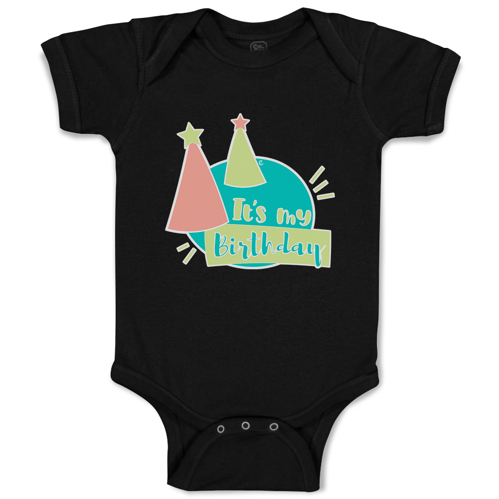 Baby Bodysuit It Is My Birthday Hat Star Funny Cotton Boy & Girl Baby Clothes - Picture 5 of 21