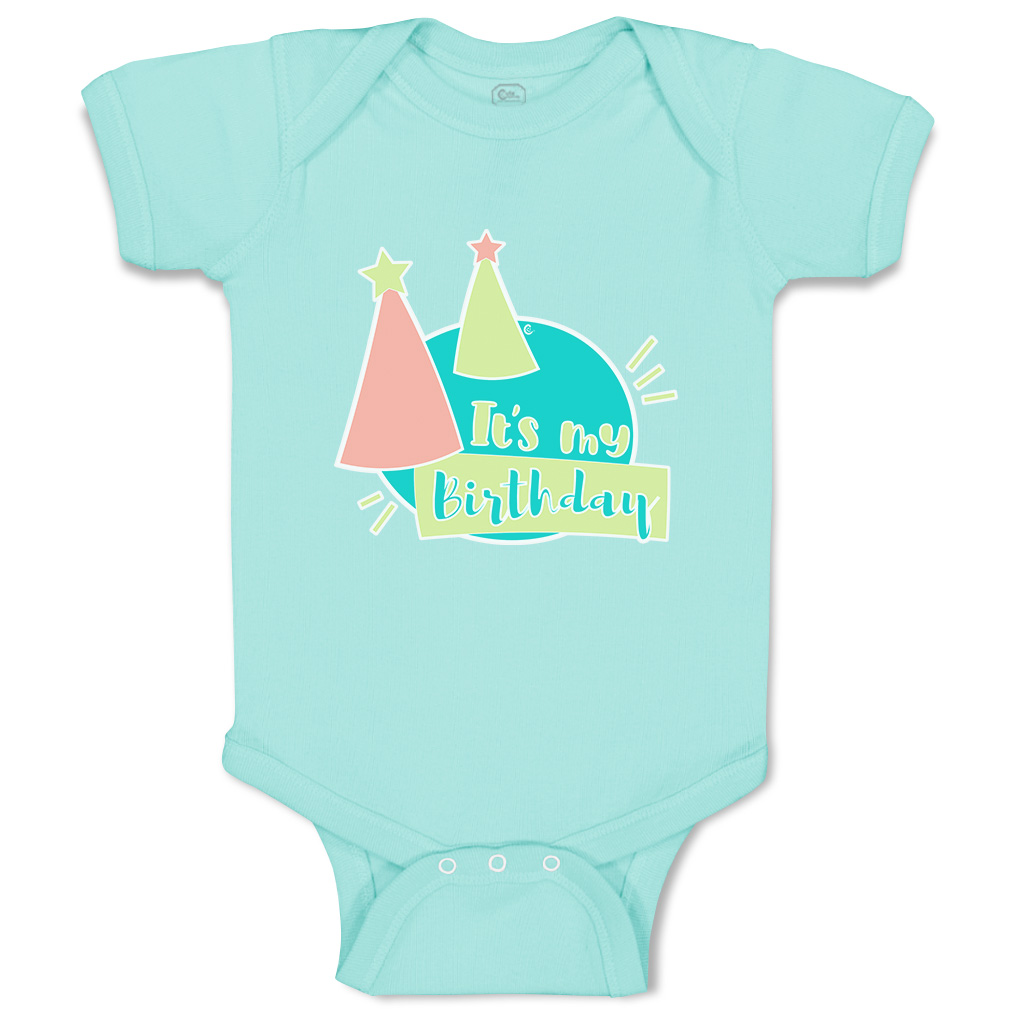 Baby Bodysuit It Is My Birthday Hat Star Funny Cotton Boy & Girl Baby Clothes - Picture 20 of 21