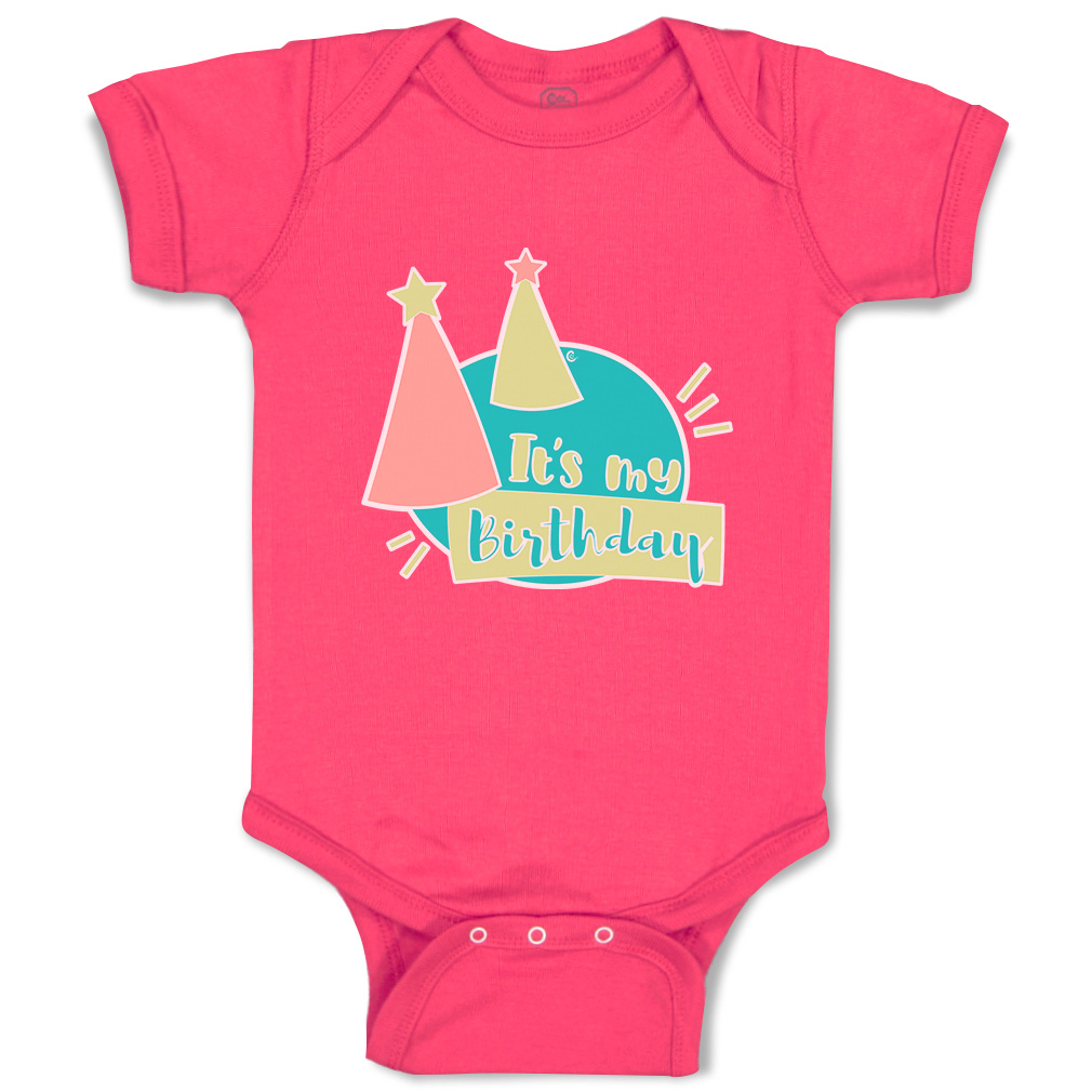 Baby Bodysuit It Is My Birthday Hat Star Funny Cotton Boy & Girl Baby Clothes - Picture 7 of 21
