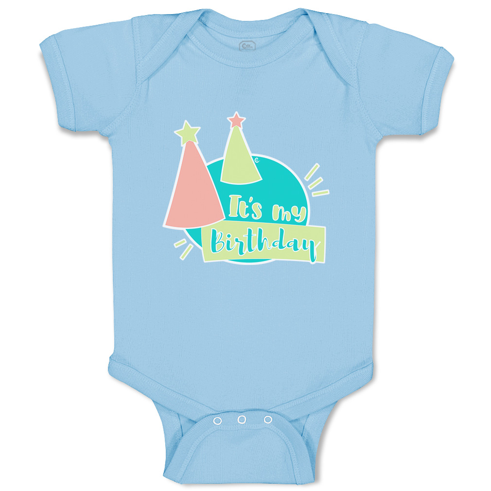 Baby Bodysuit It Is My Birthday Hat Star Funny Cotton Boy & Girl Baby Clothes - Picture 10 of 21