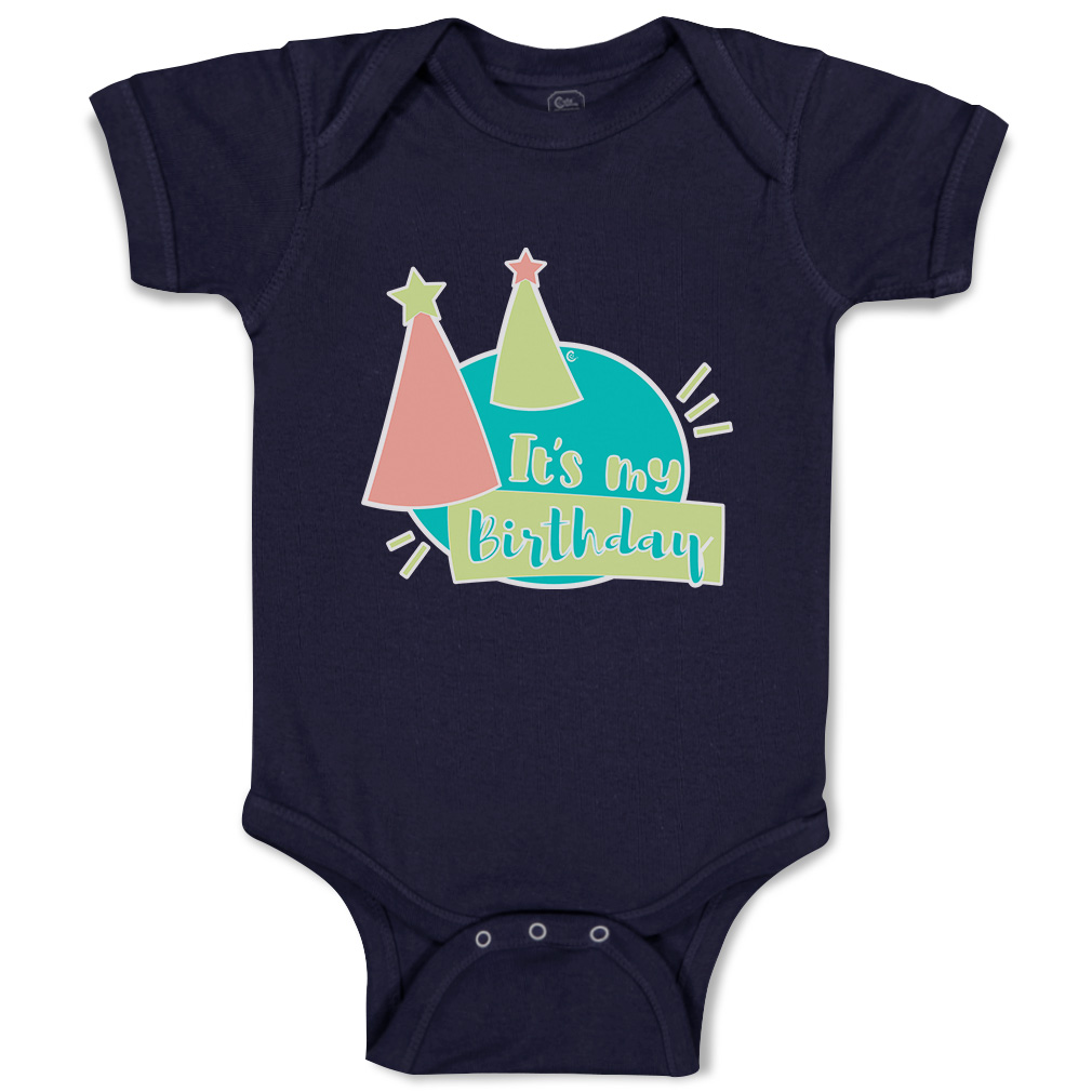 Baby Bodysuit It Is My Birthday Hat Star Funny Cotton Boy & Girl Baby Clothes - Picture 11 of 21