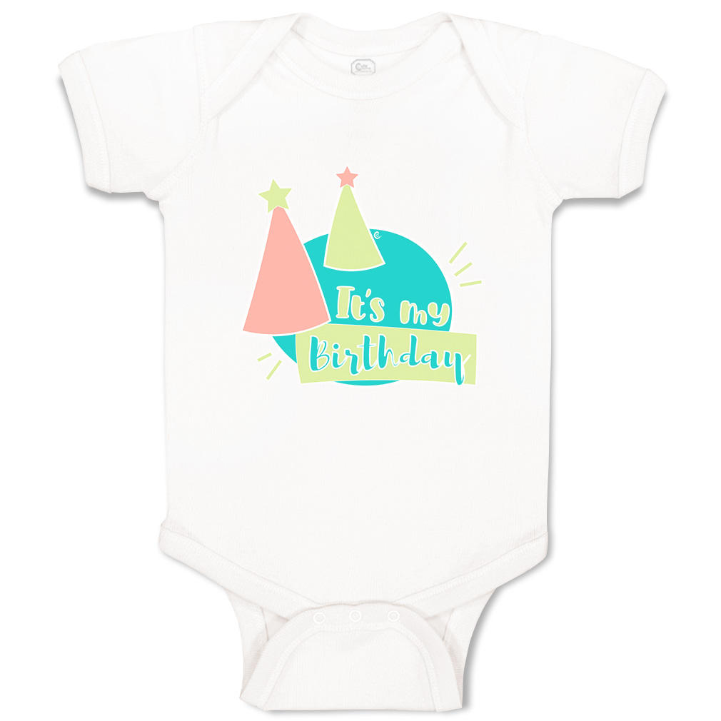 Baby Bodysuit It Is My Birthday Hat Star Funny Cotton Boy & Girl Baby Clothes - Picture 17 of 21
