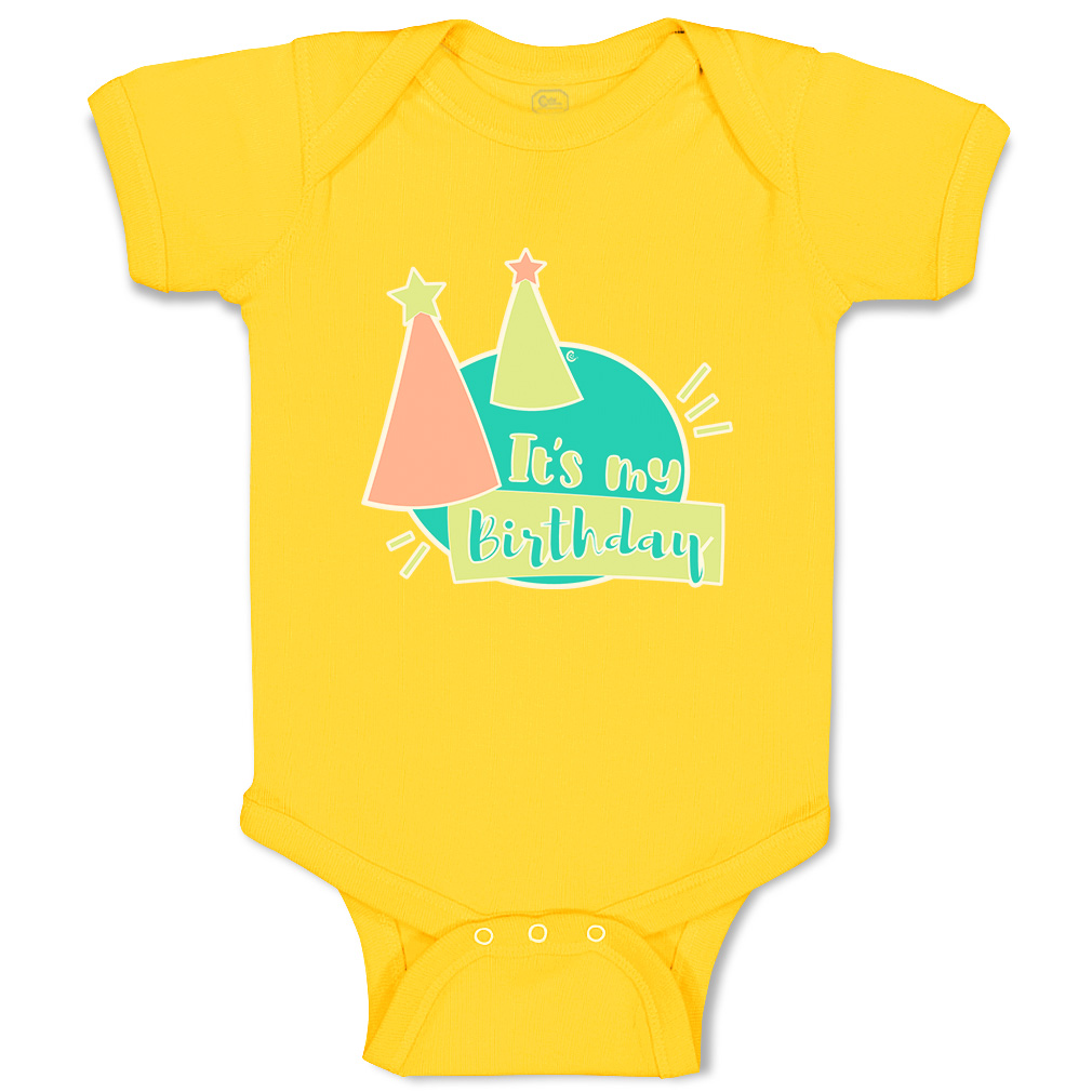 Baby Bodysuit It Is My Birthday Hat Star Funny Cotton Boy & Girl Baby Clothes - Picture 19 of 21