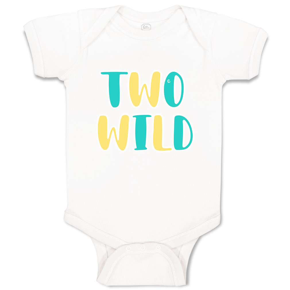 Baby Bodysuit 2 Wild Birthday Funny Cotton Boy & Girl Baby Clothes - Picture 17 of 21