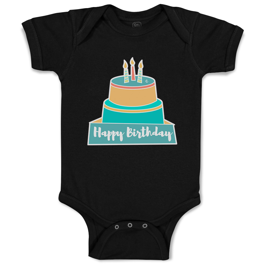 Baby Bodysuit Happy Birthday Cakes Funny Cotton Boy & Girl Baby Clothes - Picture 5 of 21