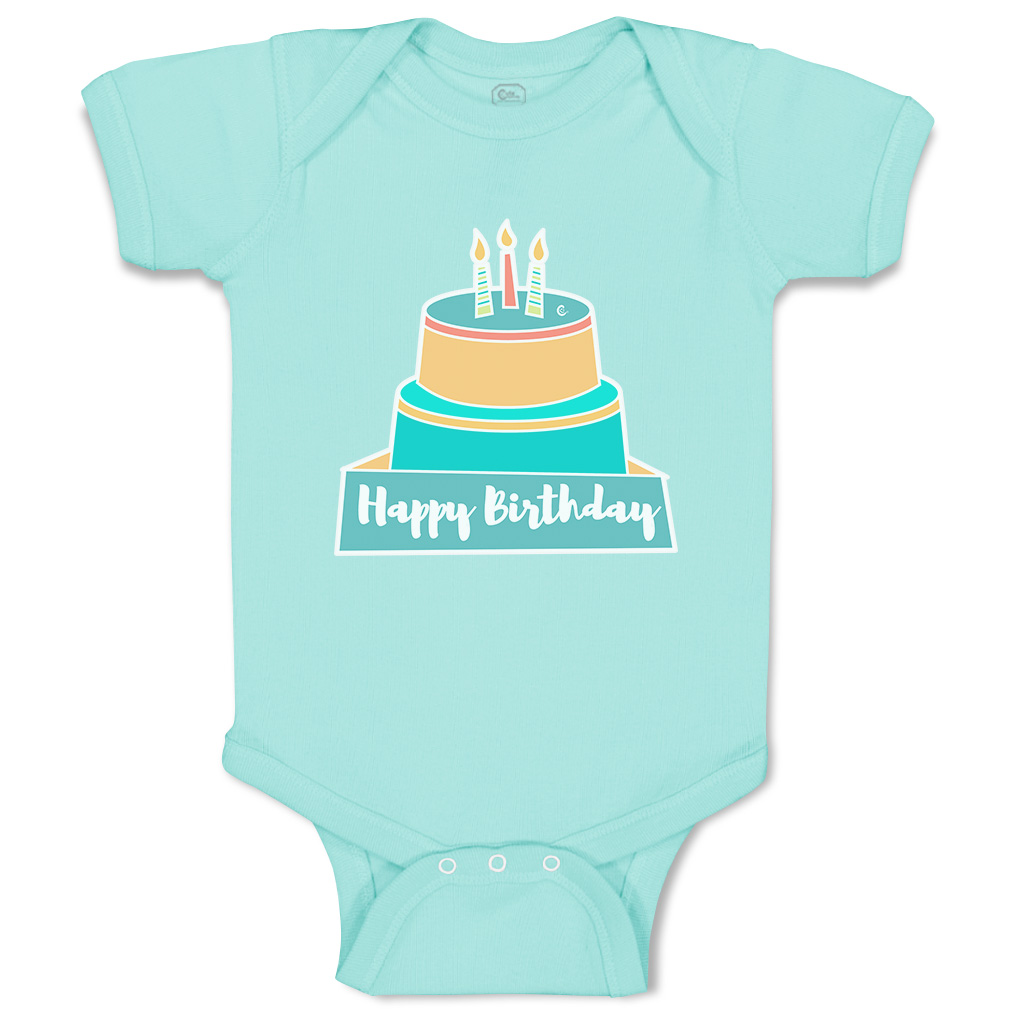 Baby Bodysuit Happy Birthday Cakes Funny Cotton Boy & Girl Baby Clothes - Picture 20 of 21