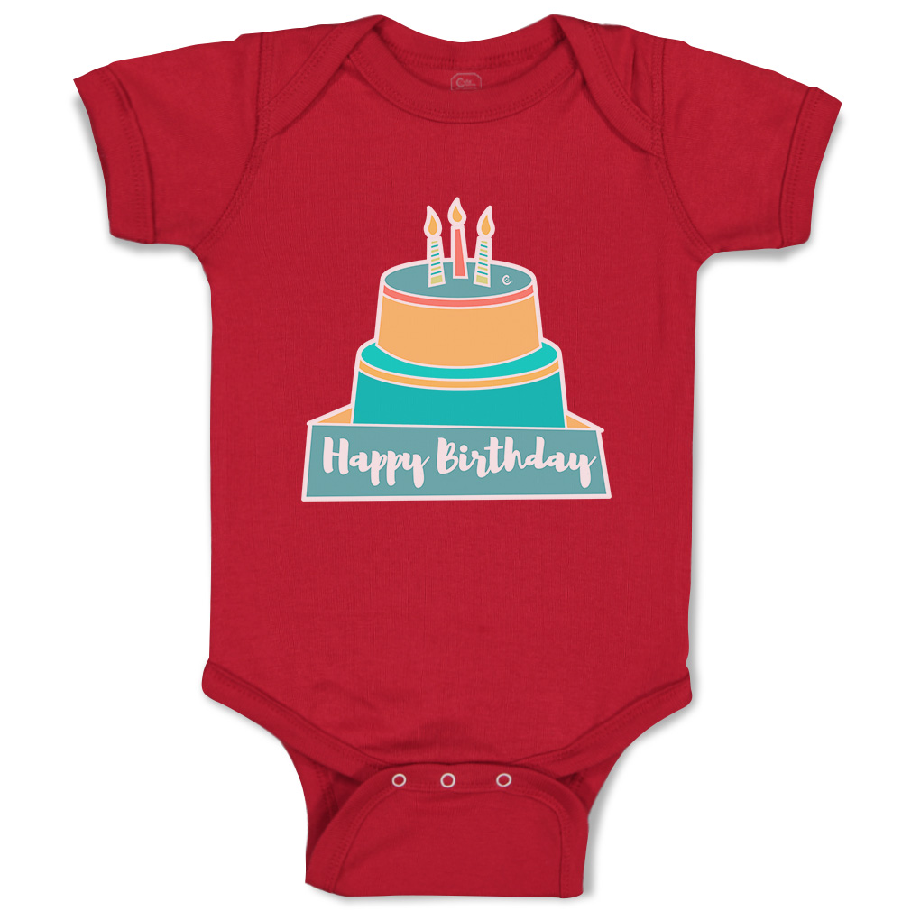 Baby Bodysuit Happy Birthday Cakes Funny Cotton Boy & Girl Baby Clothes - Picture 6 of 21