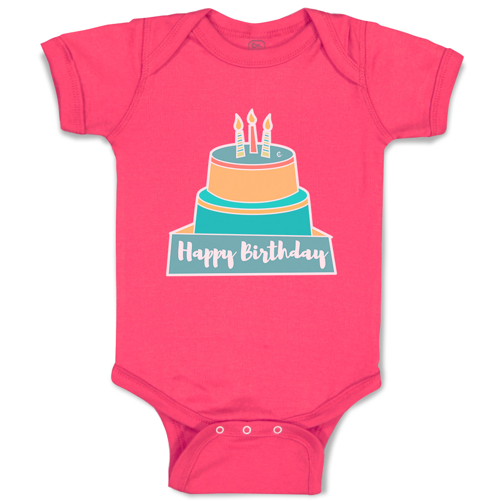 Baby Bodysuit Happy Birthday Cakes Funny Cotton Boy & Girl Baby Clothes - Picture 7 of 21